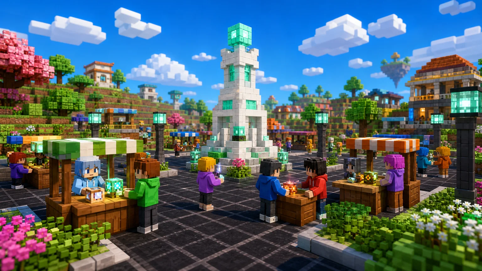Traders at the kiosks of Retail Town