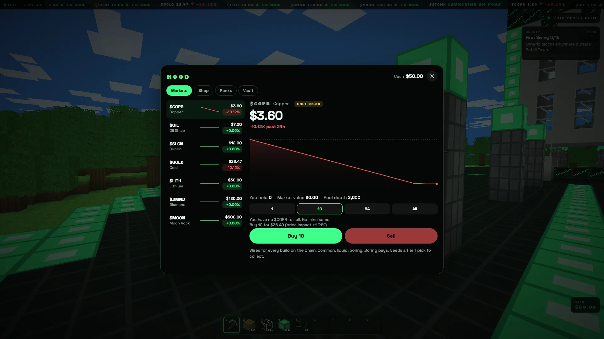 The Hood trading app open in game